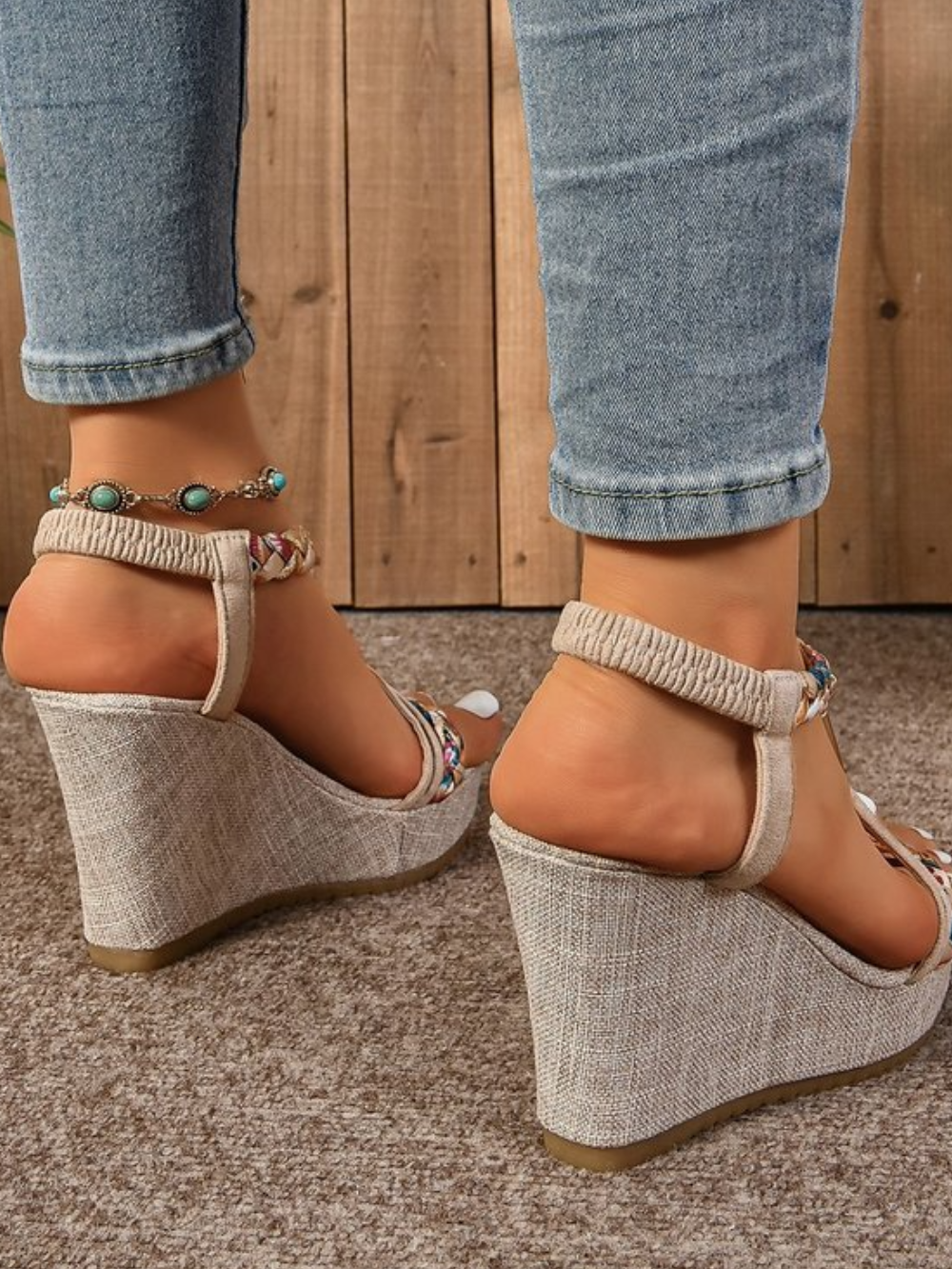 Solvivra Shine Weave Wedge Sandals