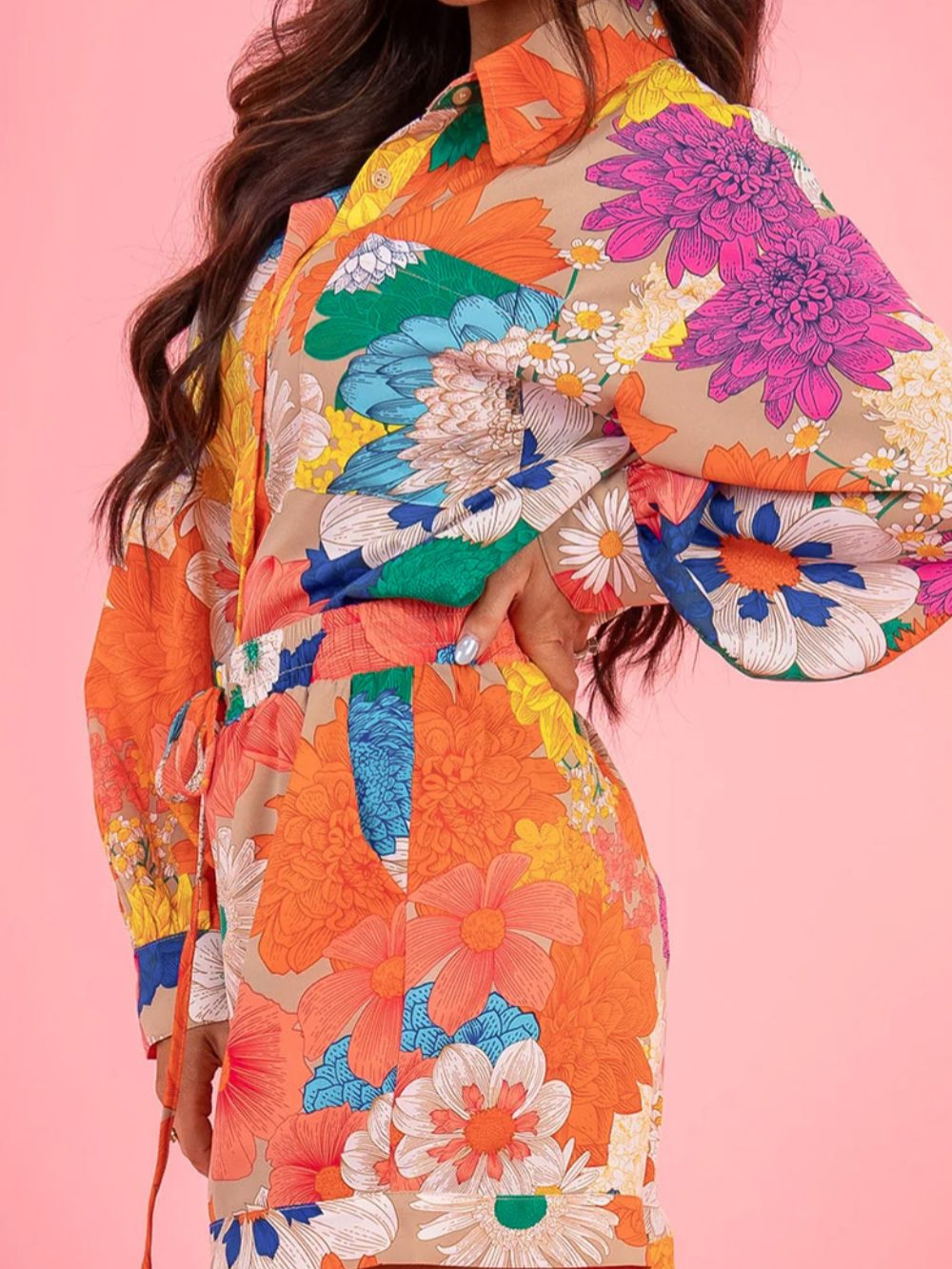 Solvivra Bloom Rush Set – Printed Button-Up Top & Shorts