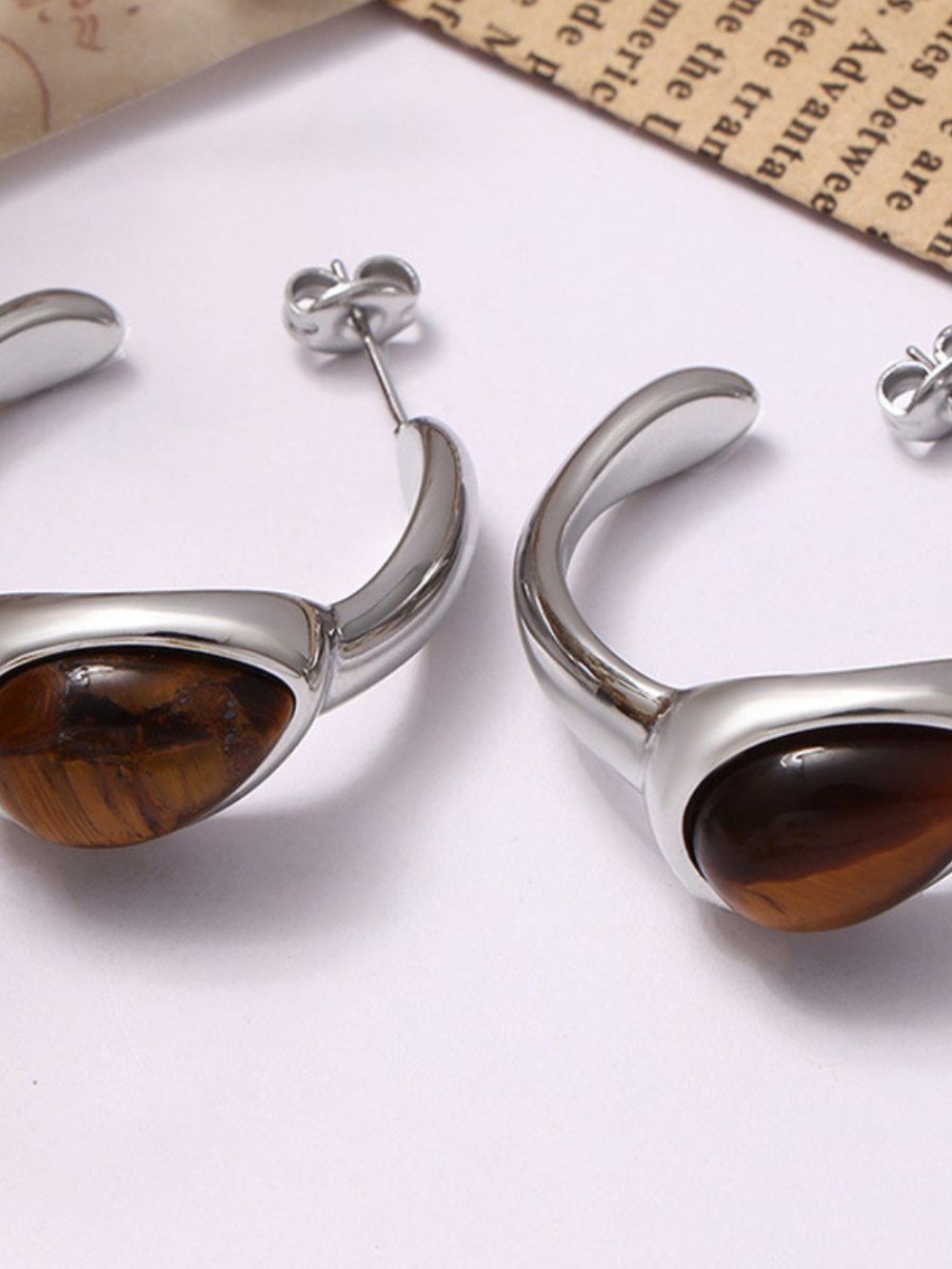 Solvivra Stonecore Natural Tiger’s Eye Earrings