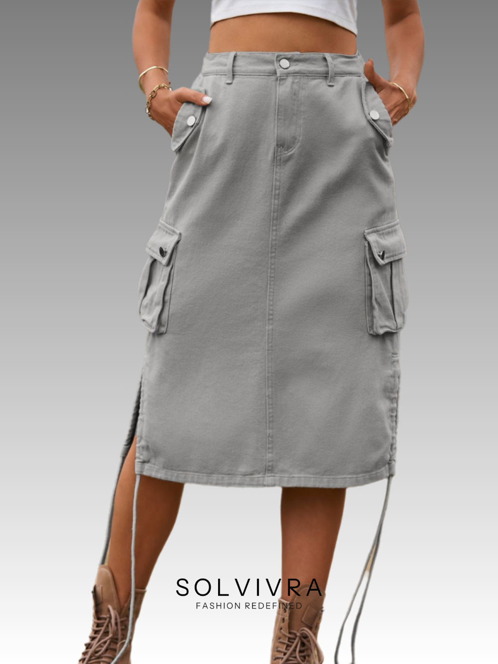 Solvivra Side Street Cargo Midi Skirt