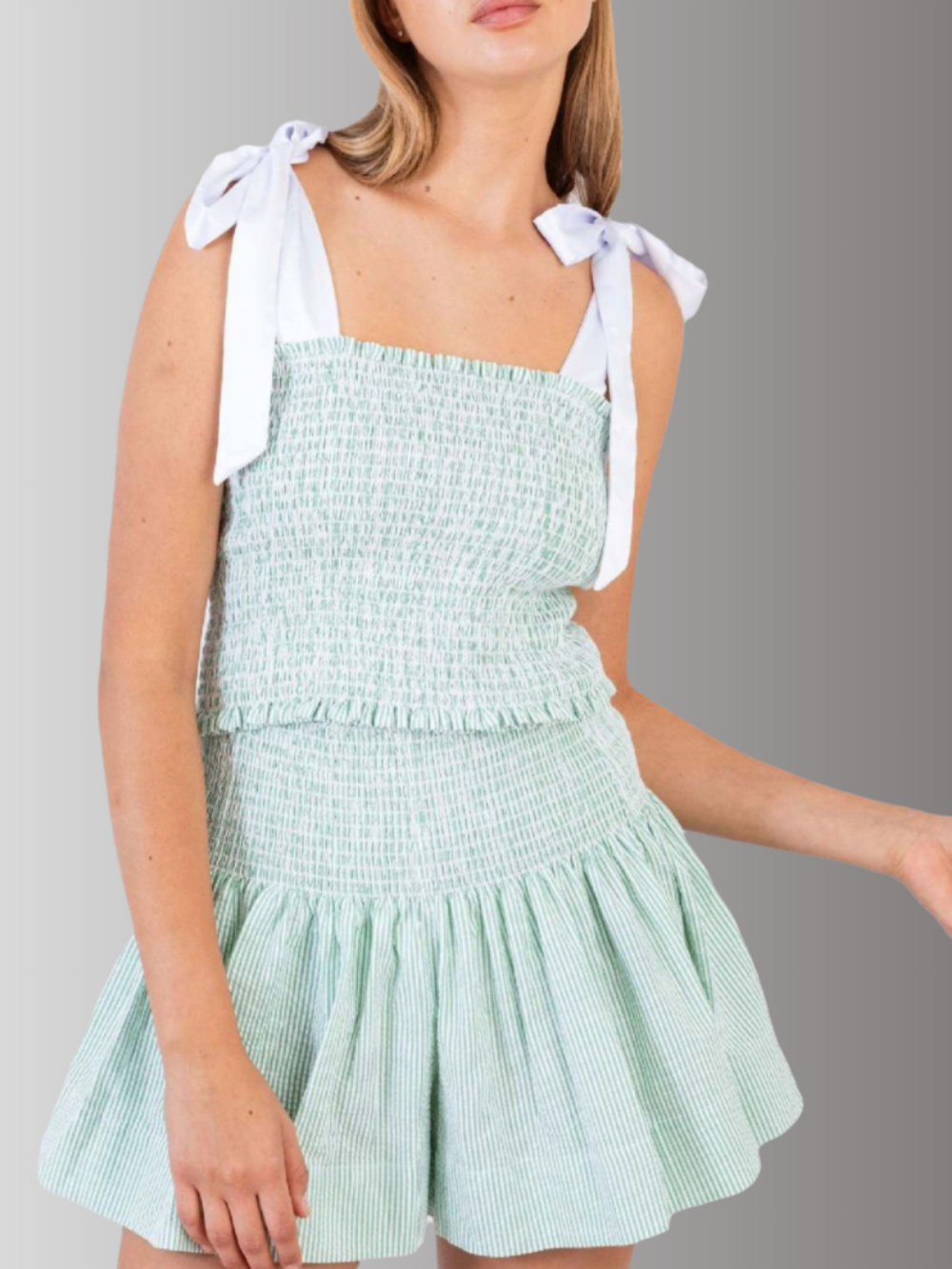 Solvivra Playful Ties Smocked Top and Shorts Set