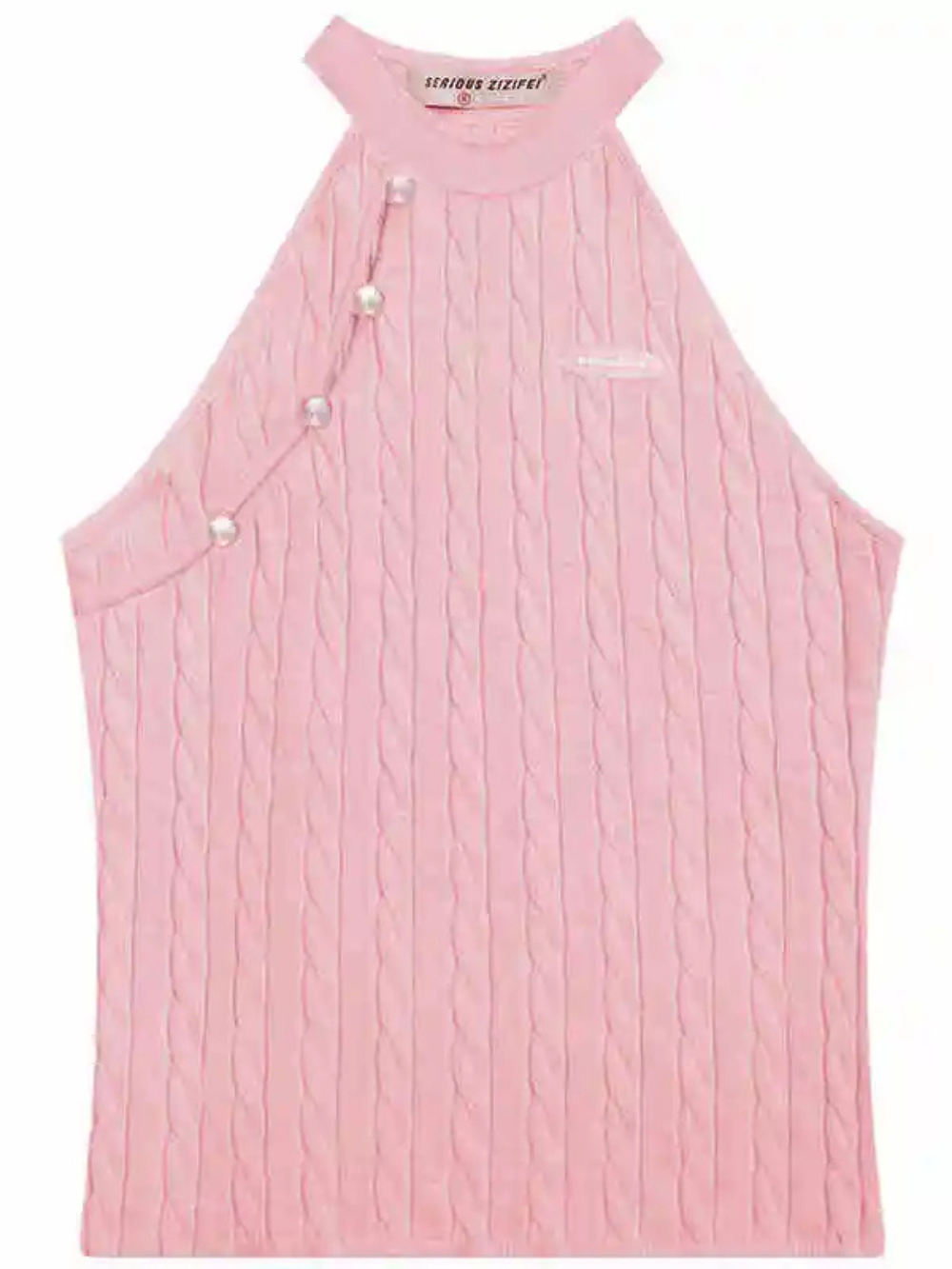 Solvivra Oblique Placket Halter Knit Top