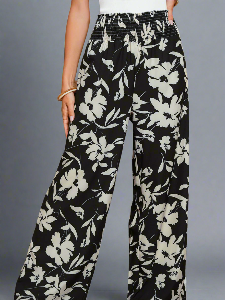 Solvivra Soft Bloom Smocked Waist Trousers