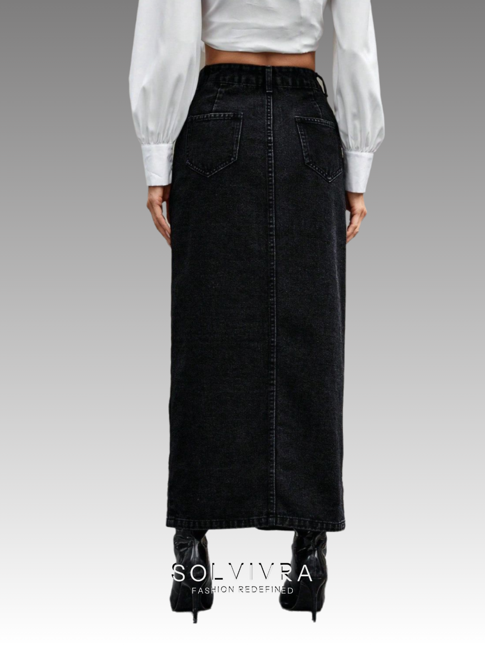 Solvivra Night Stroll Buttoned Denim Skirt