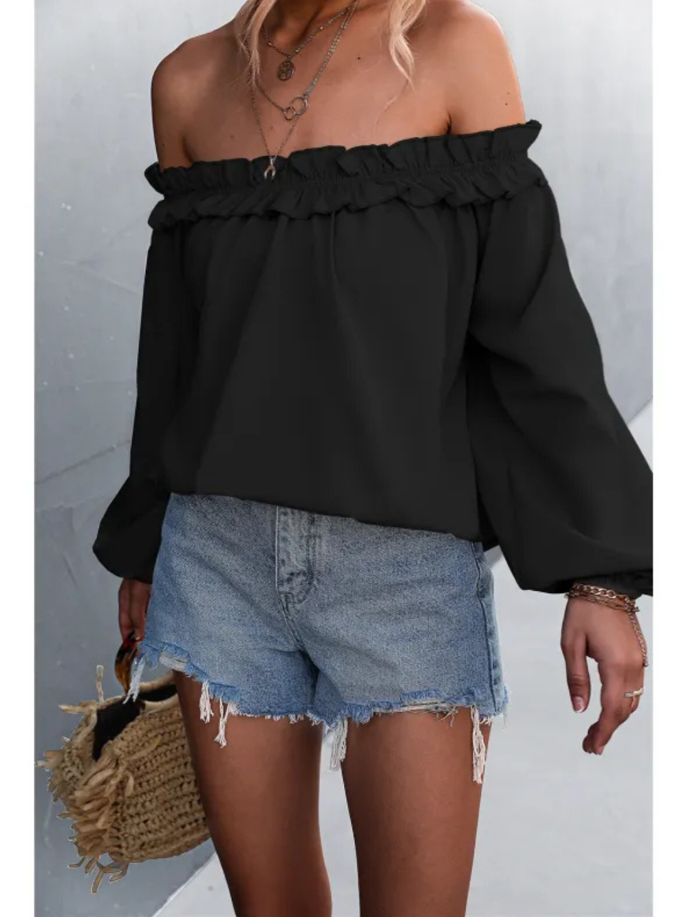 Solvivra Lay Bare Lantern Sleeve Top