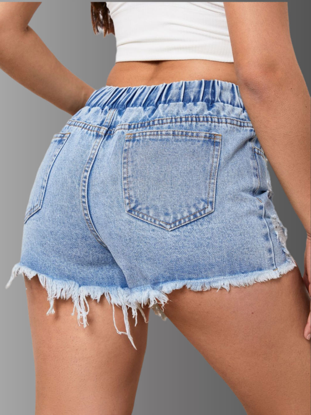 Solvivra Weekend Worn Drawstring Denim Shorts