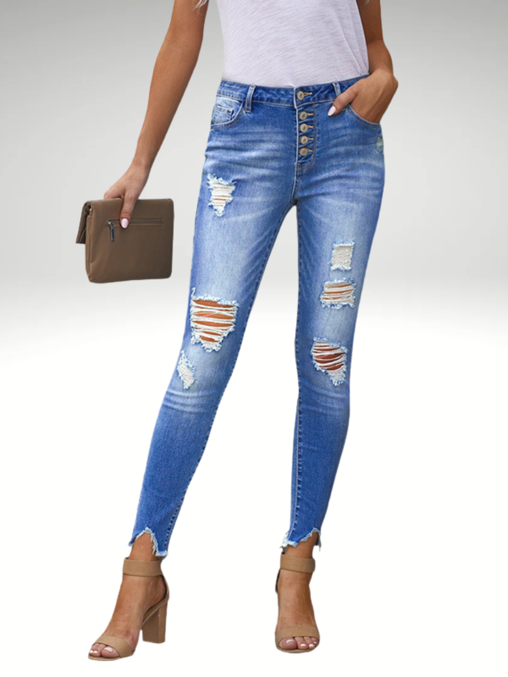 Solvivra Worn Edge High Rise Crops