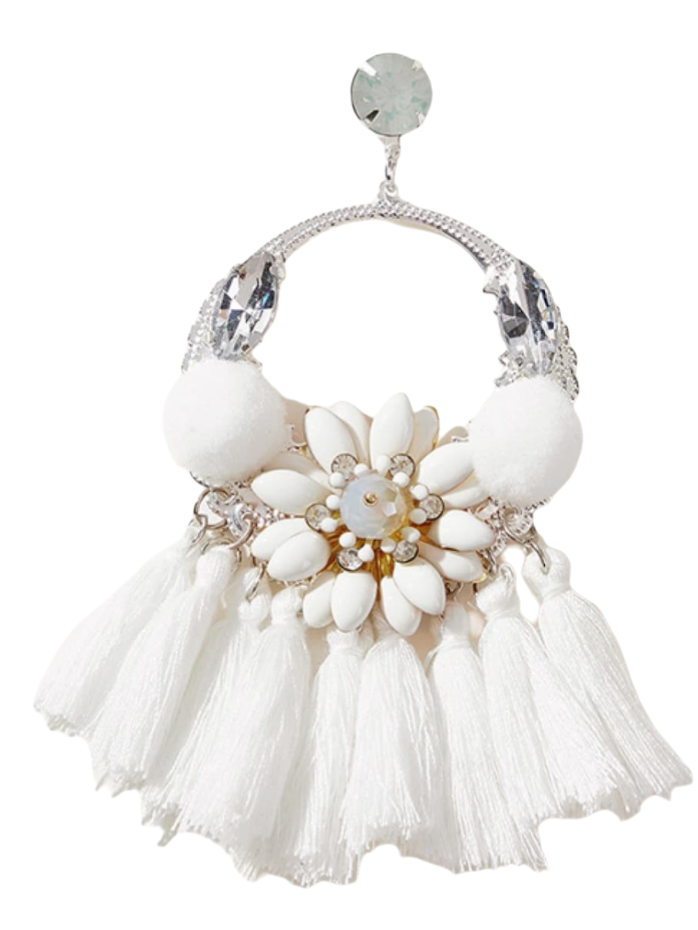Solvivra Cloud Kiss Tassel Detailed Earrings