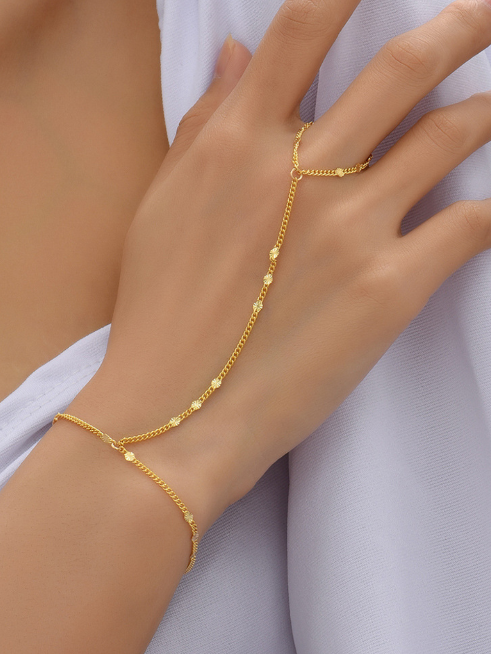 Solvivra Bead Lace Handchain Bracelet