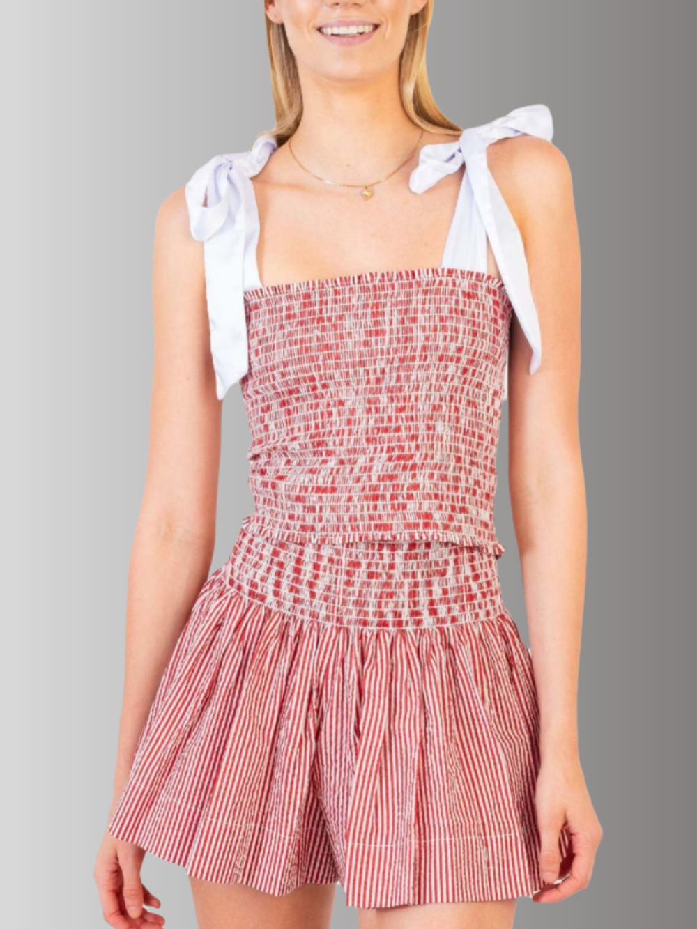 Solvivra Playful Ties Smocked Top and Shorts Set