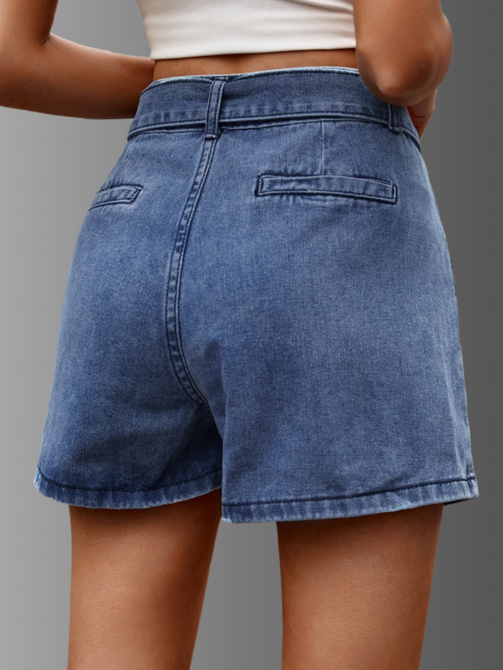 Solvivra Belted Break Denim Shorts
