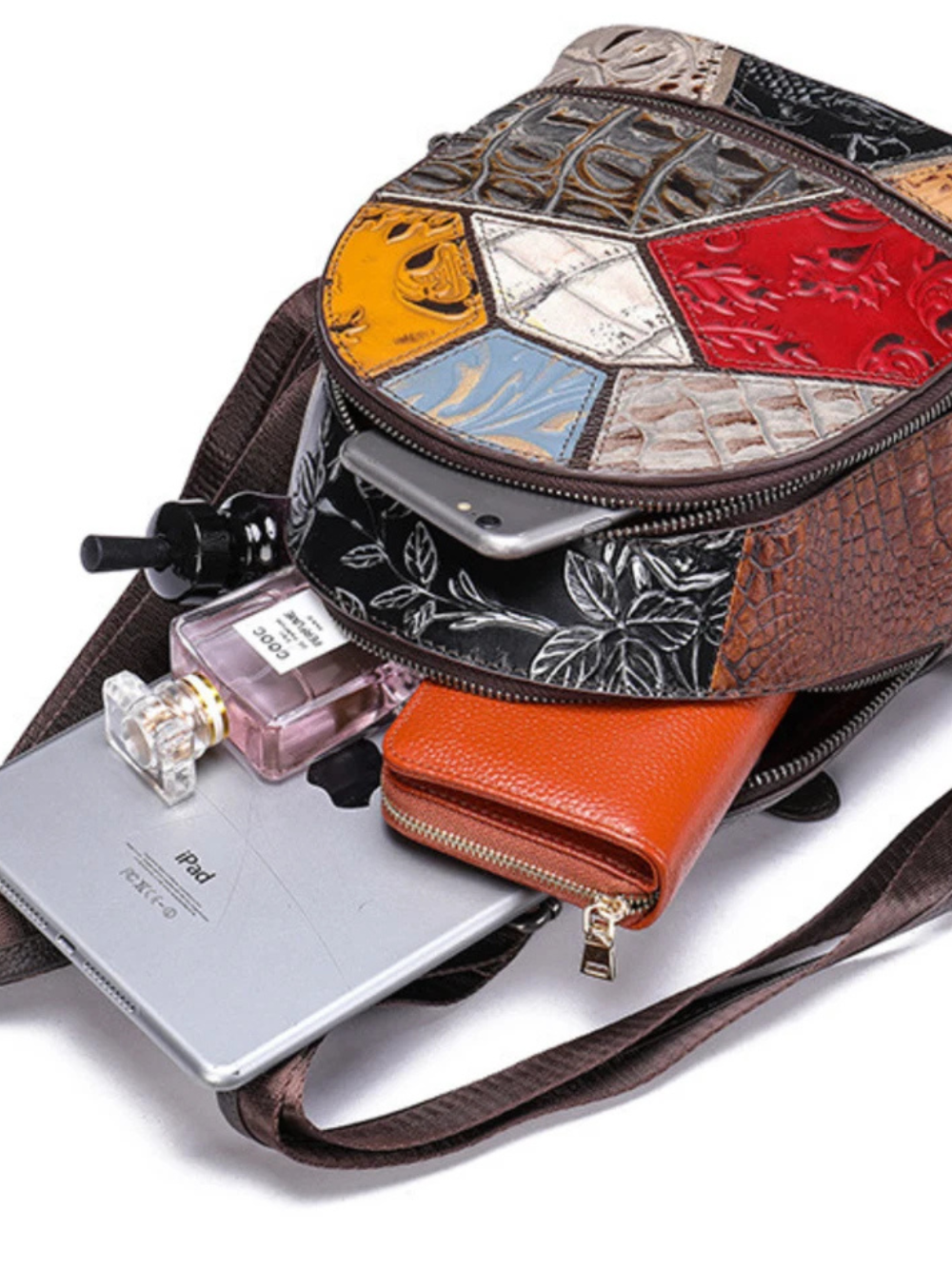 Solvivra Rugged Patch Leather Backpack