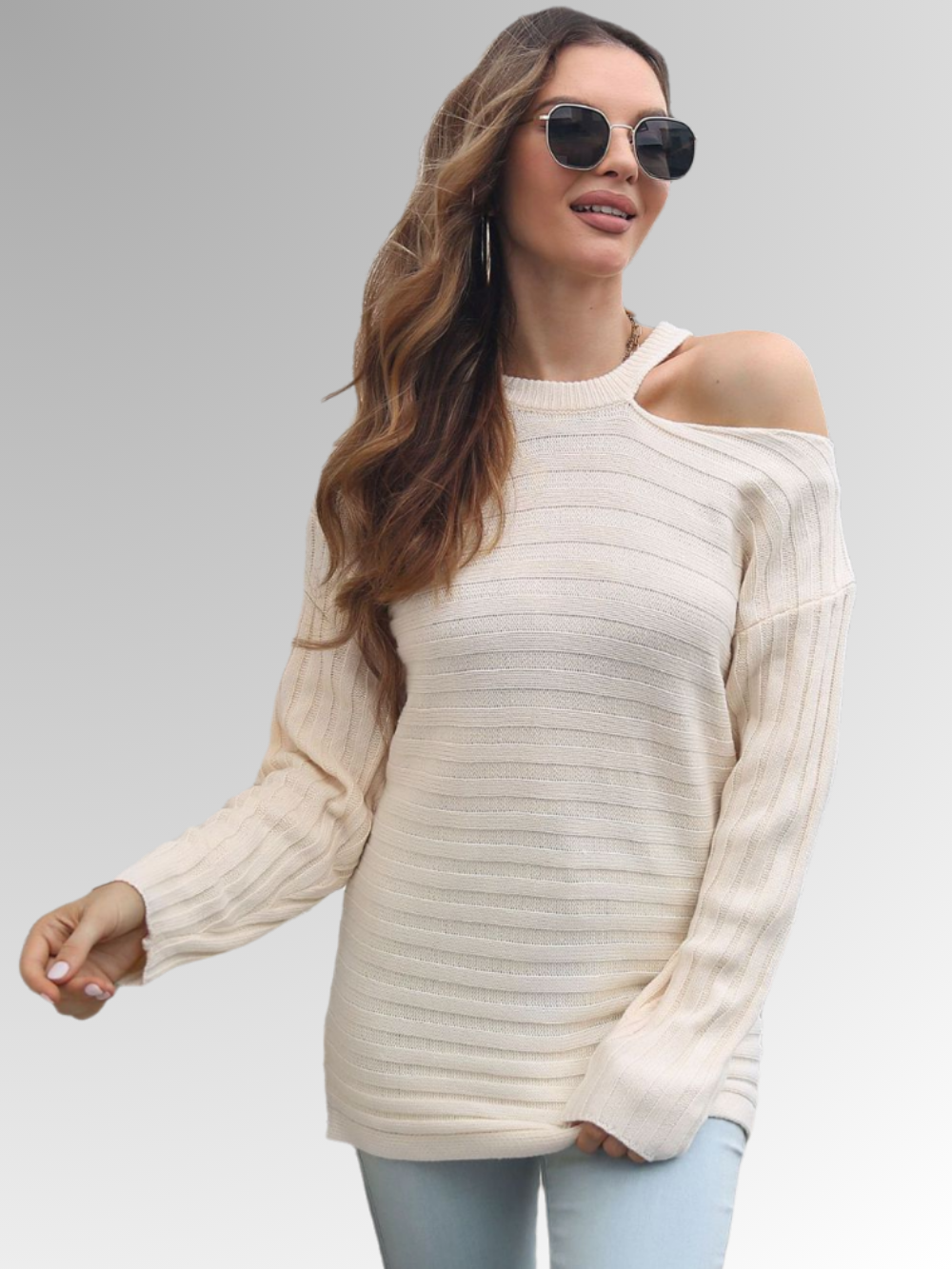 Solvivra Knit Tease Cold Shoulder Pullover