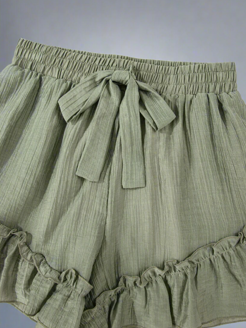 Solvivra Sage Sway Ruffled Hem Shorts