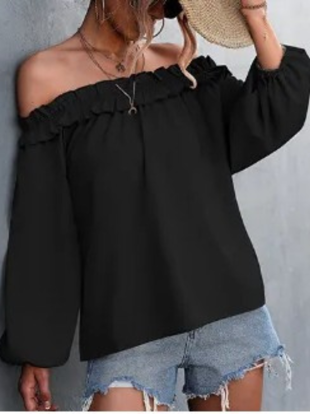 Solvivra Lay Bare Lantern Sleeve Top