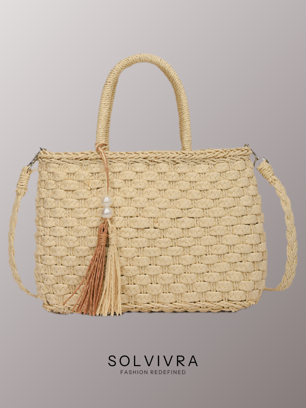 Solvivra Raffia Knot Shoulder Bag