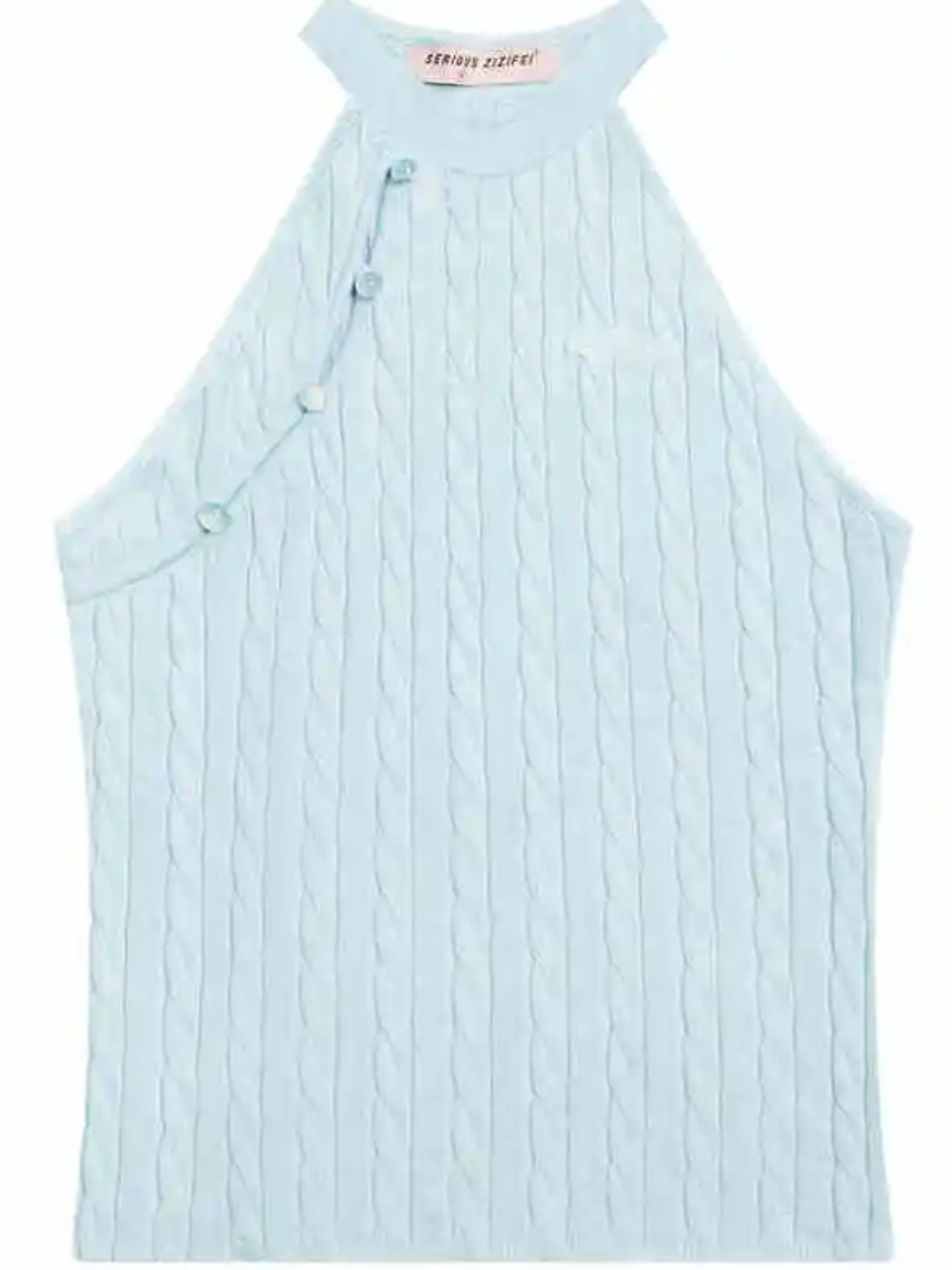Solvivra Oblique Placket Halter Knit Top