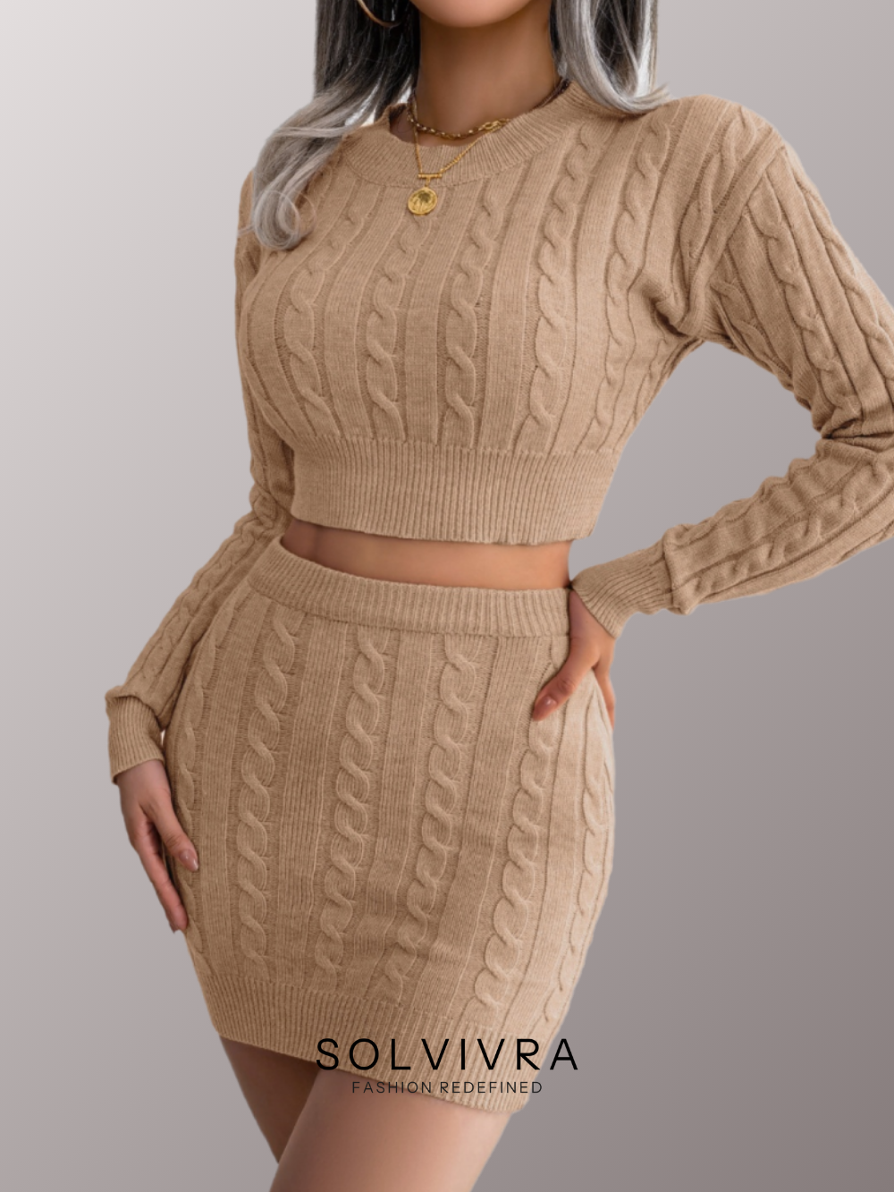 Solvivra Knitfluence Top and Skirt Set