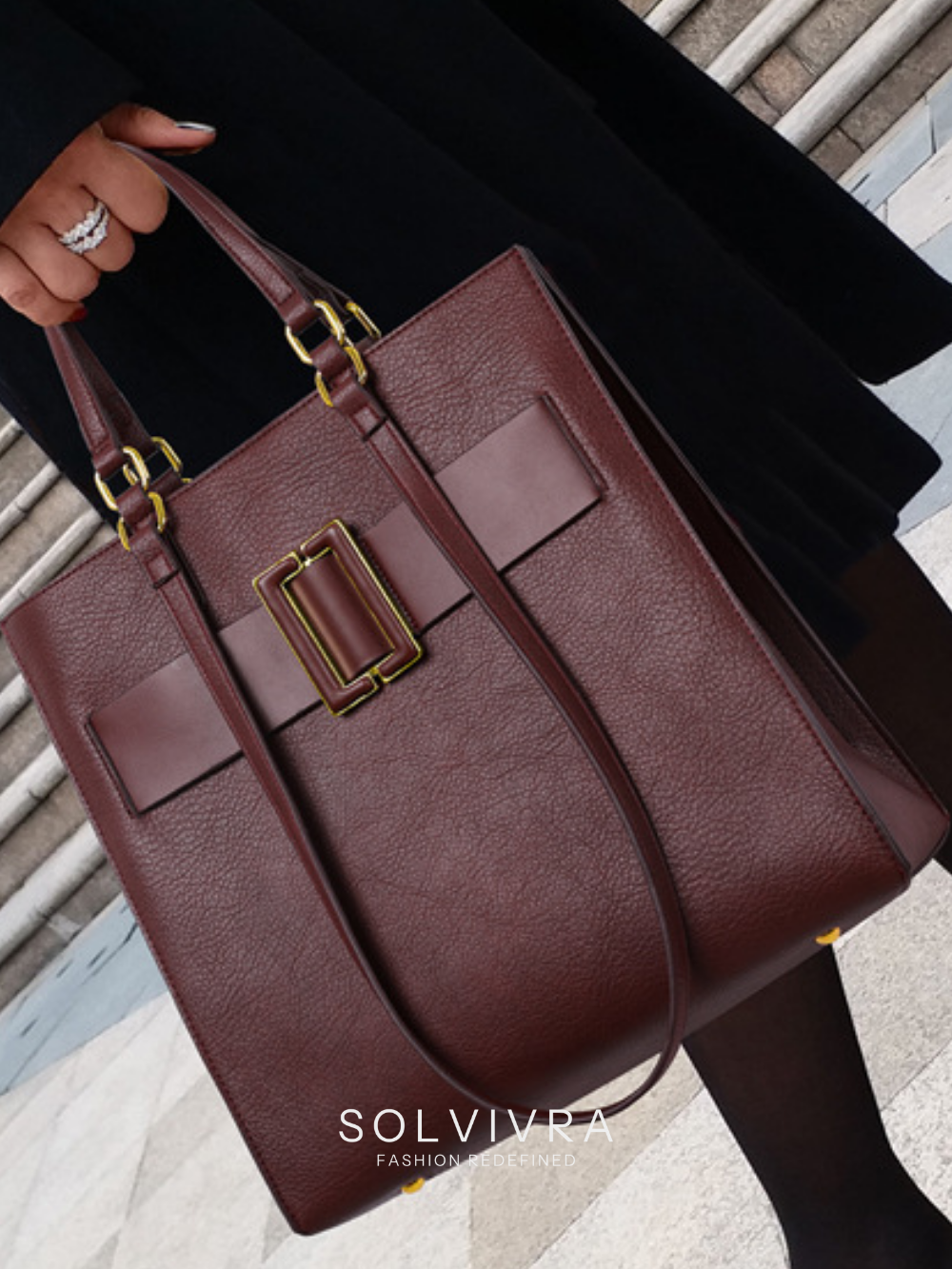 Solvivra Metro Buckle Structured Tote