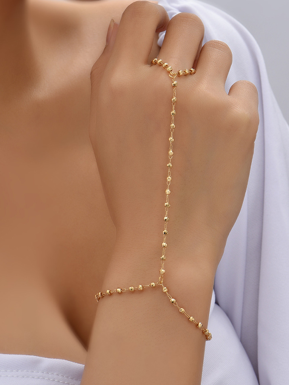 Solvivra Bead Lace Handchain Bracelet