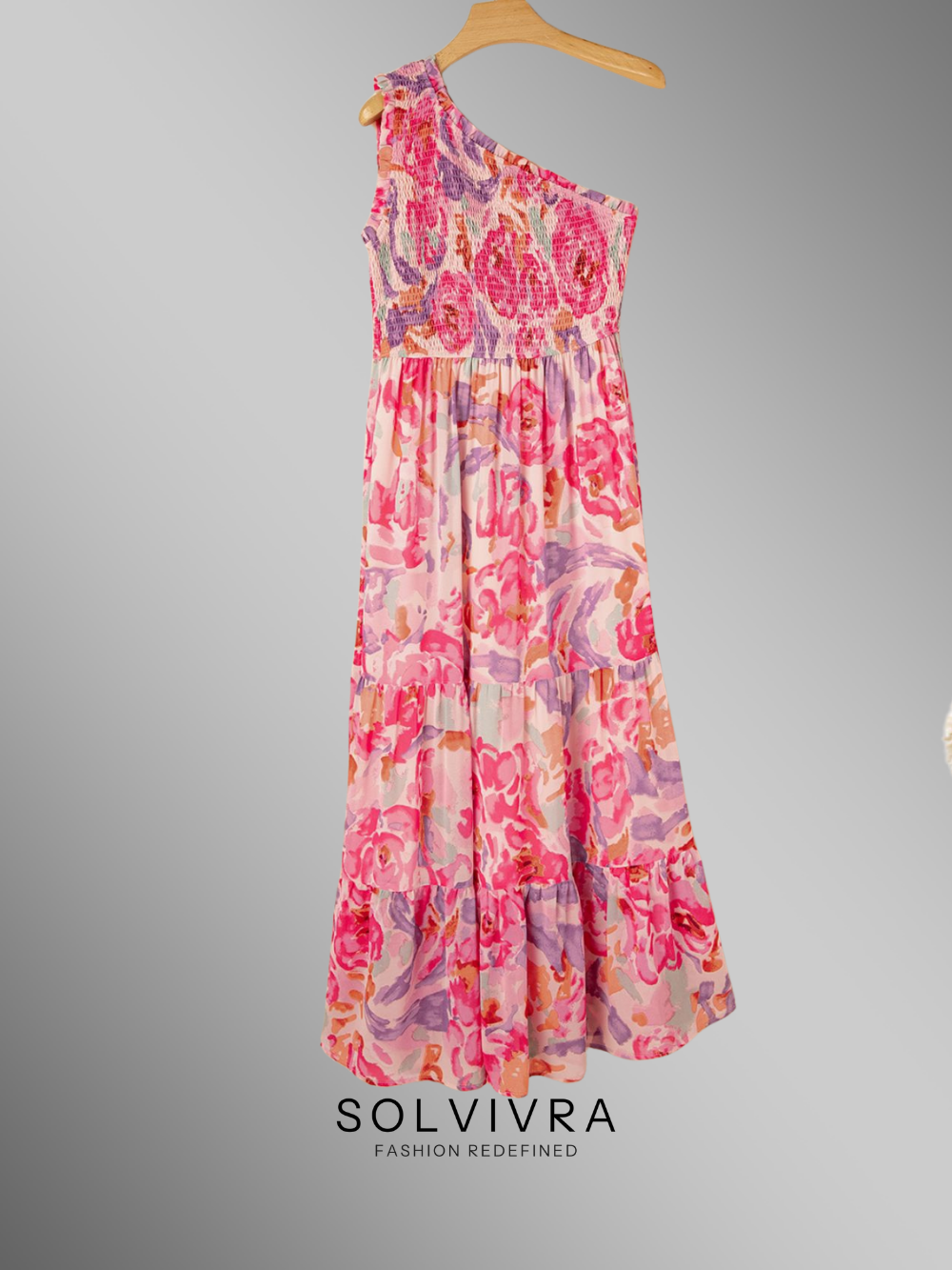 Solvivra Bloom Muse One-Shoulder Maxi Dress