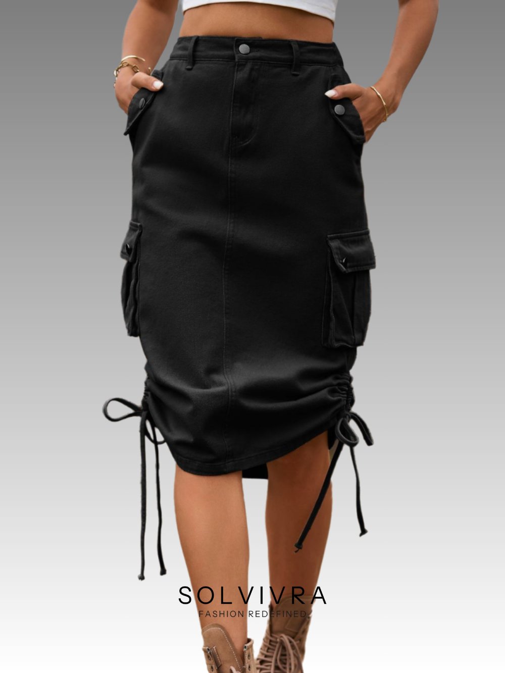 Solvivra Side Street Cargo Midi Skirt