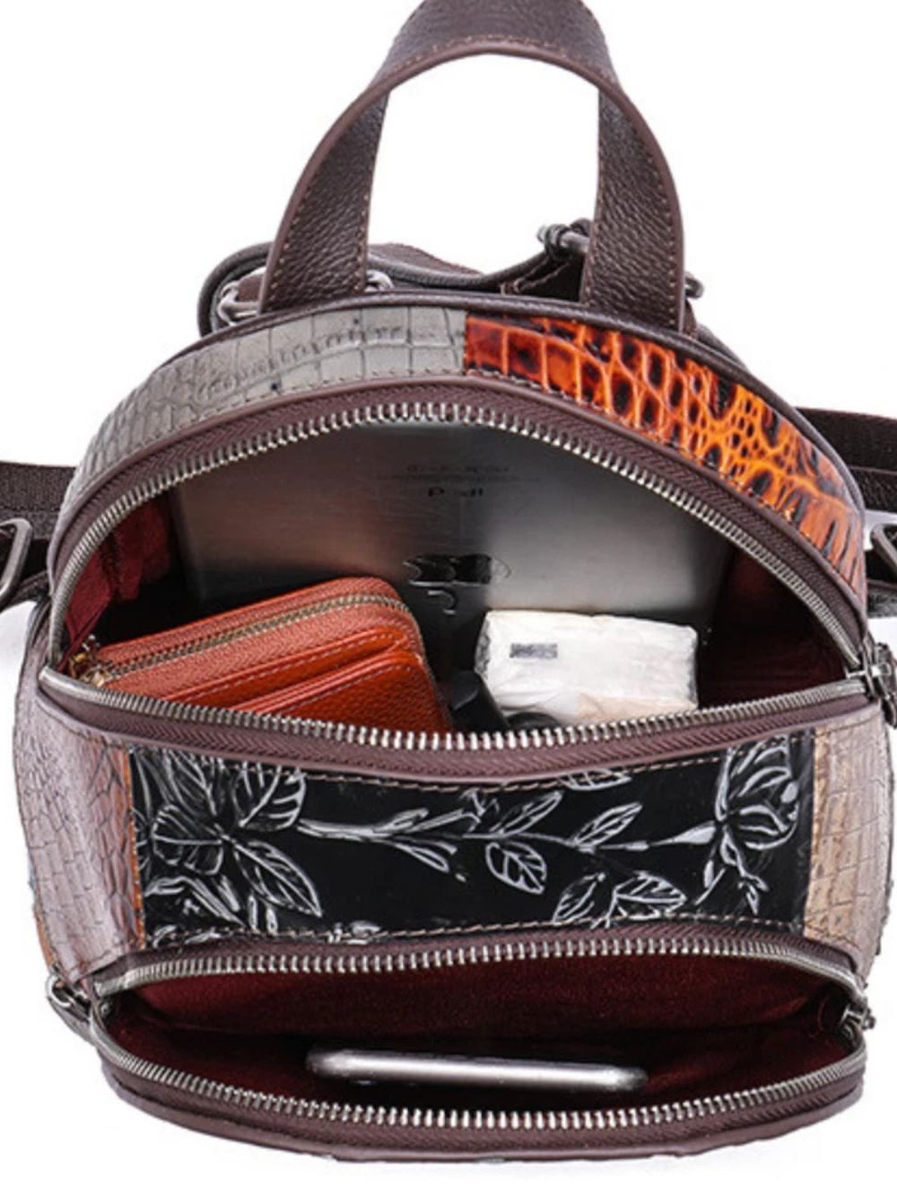 Solvivra Rugged Patch Leather Backpack