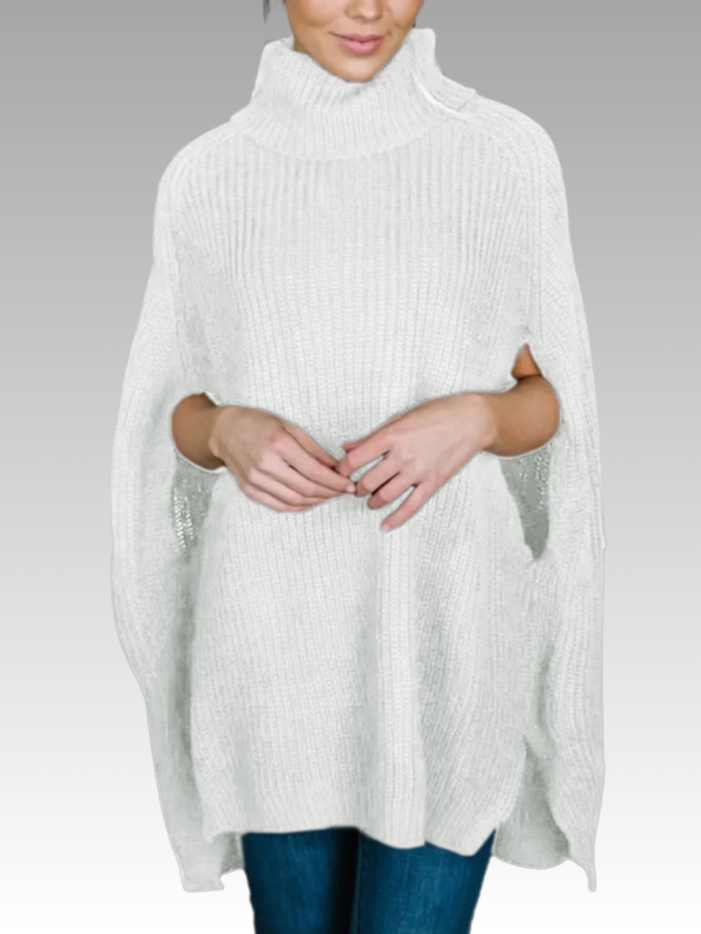 Solvivra Sleek Statement Turtleneck Slit Sweater