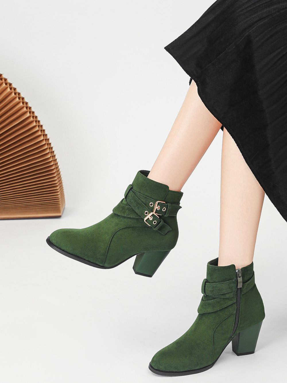 Solvivra Strap & Suede Chic Ankle Boots