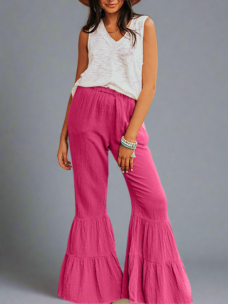 Solvivra Ruffle Rise High Waist Pants