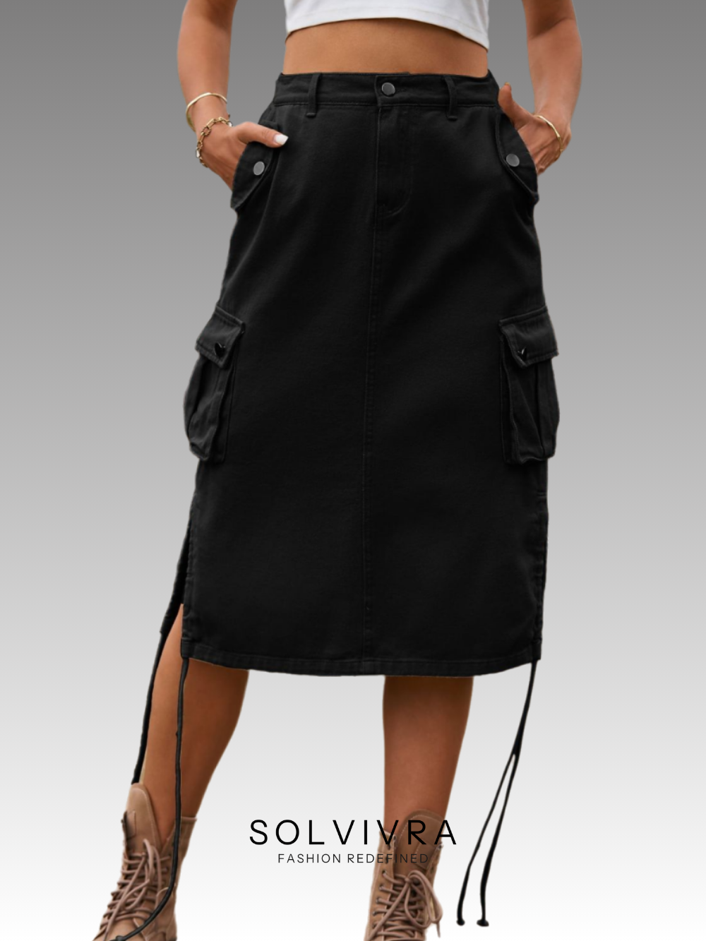 Solvivra Side Street Cargo Midi Skirt