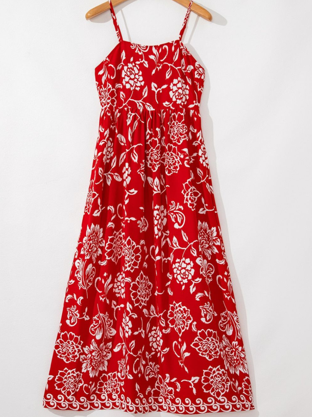 Solvivra Scarlet Bloom Empire Maxi Dress