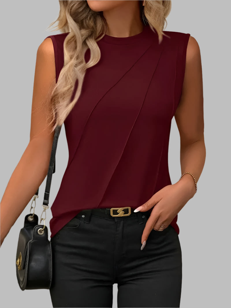 Solvivra Crew Neck Pleated Tank Top