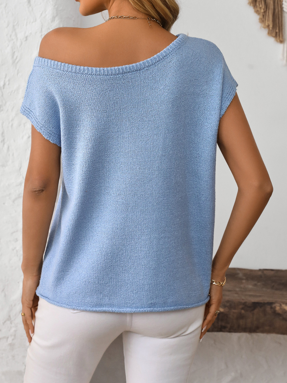 Solvivra Sundaze One Side Off-Shoulder Knit Top