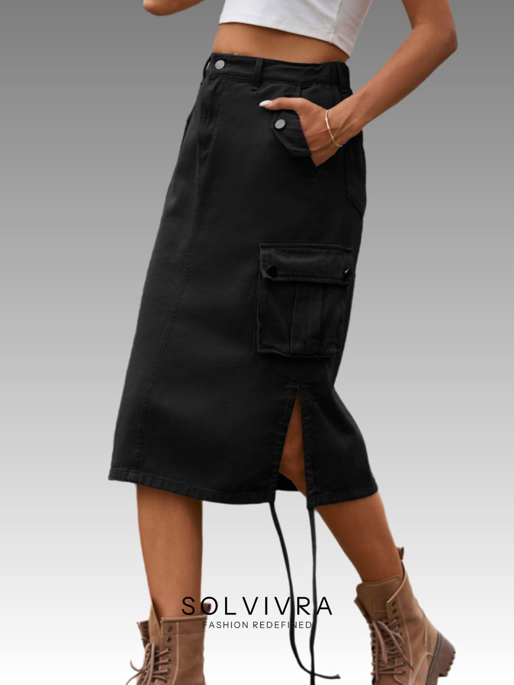 Solvivra Side Street Cargo Midi Skirt