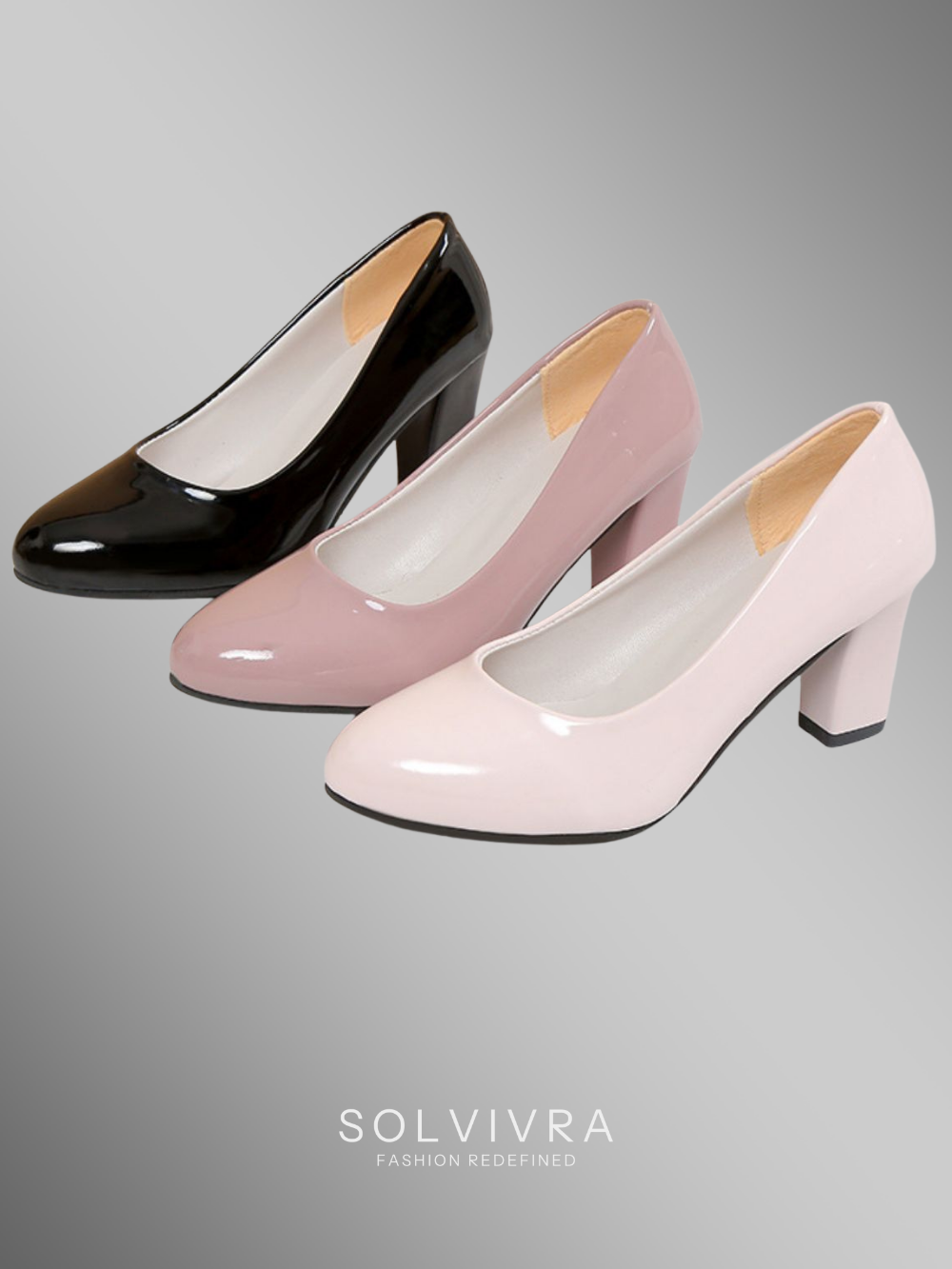 Solvivra Elle Step Block Heel Pumps