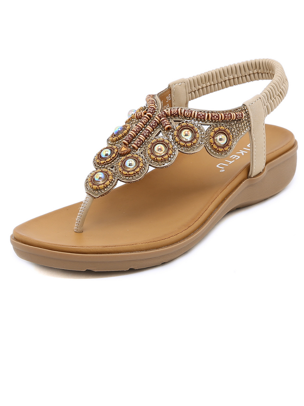 Solvivra Boho Glow Beaded Rhinestone Sandals