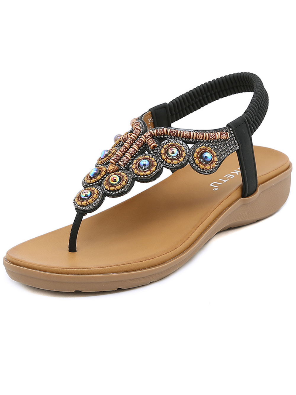 Solvivra Boho Glow Beaded Rhinestone Sandals