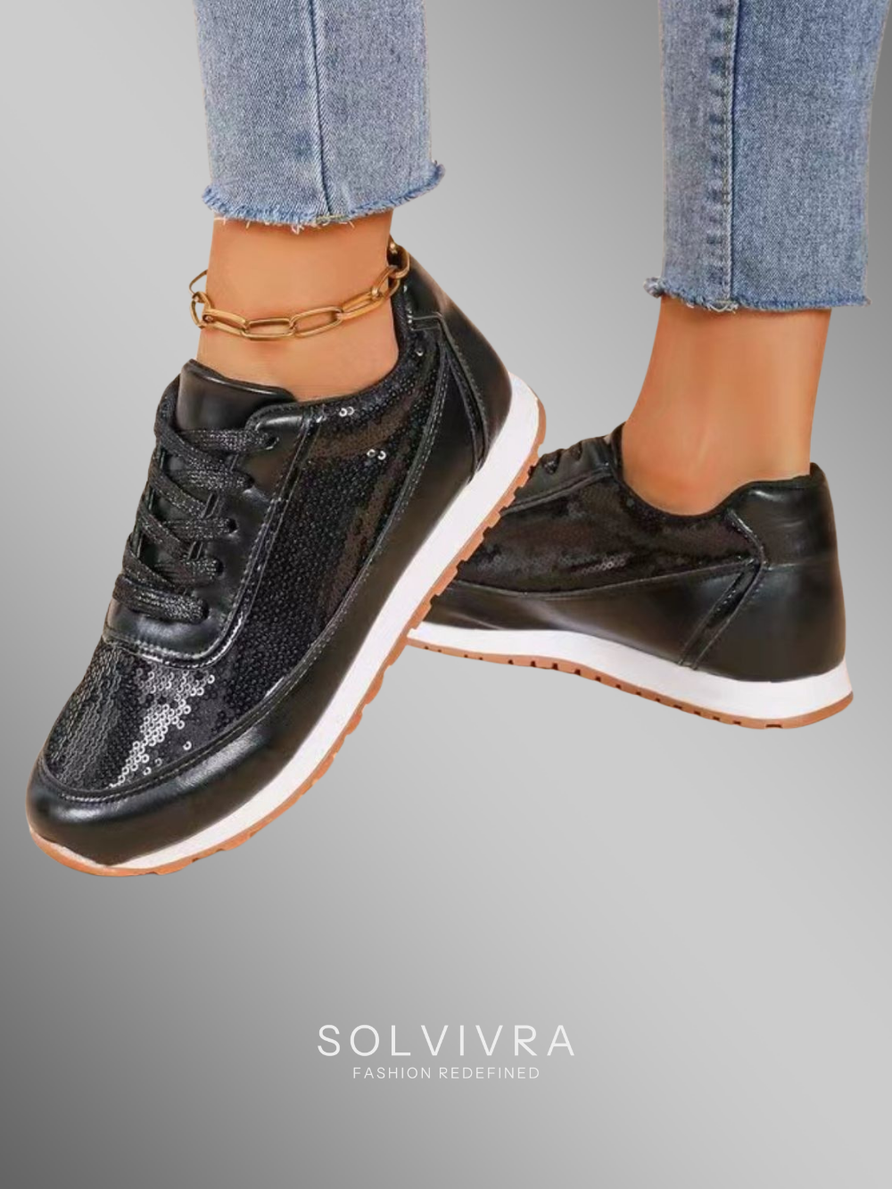 Solvivra Spark Stride Sequin Platform Sneakers