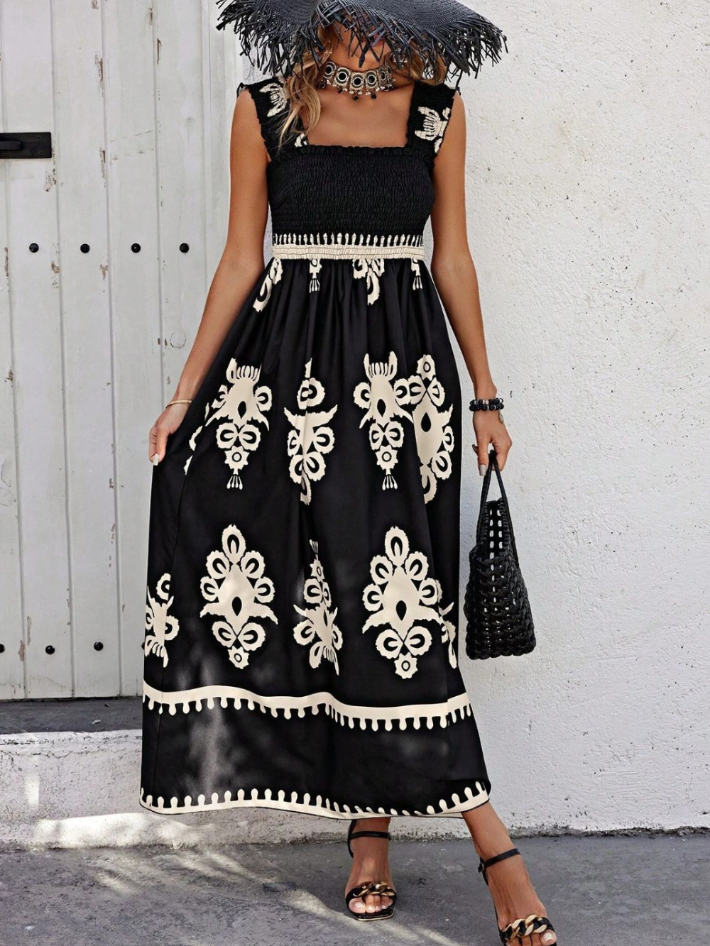 Solvivra Garden Luxe Wide Strap Maxi Dress