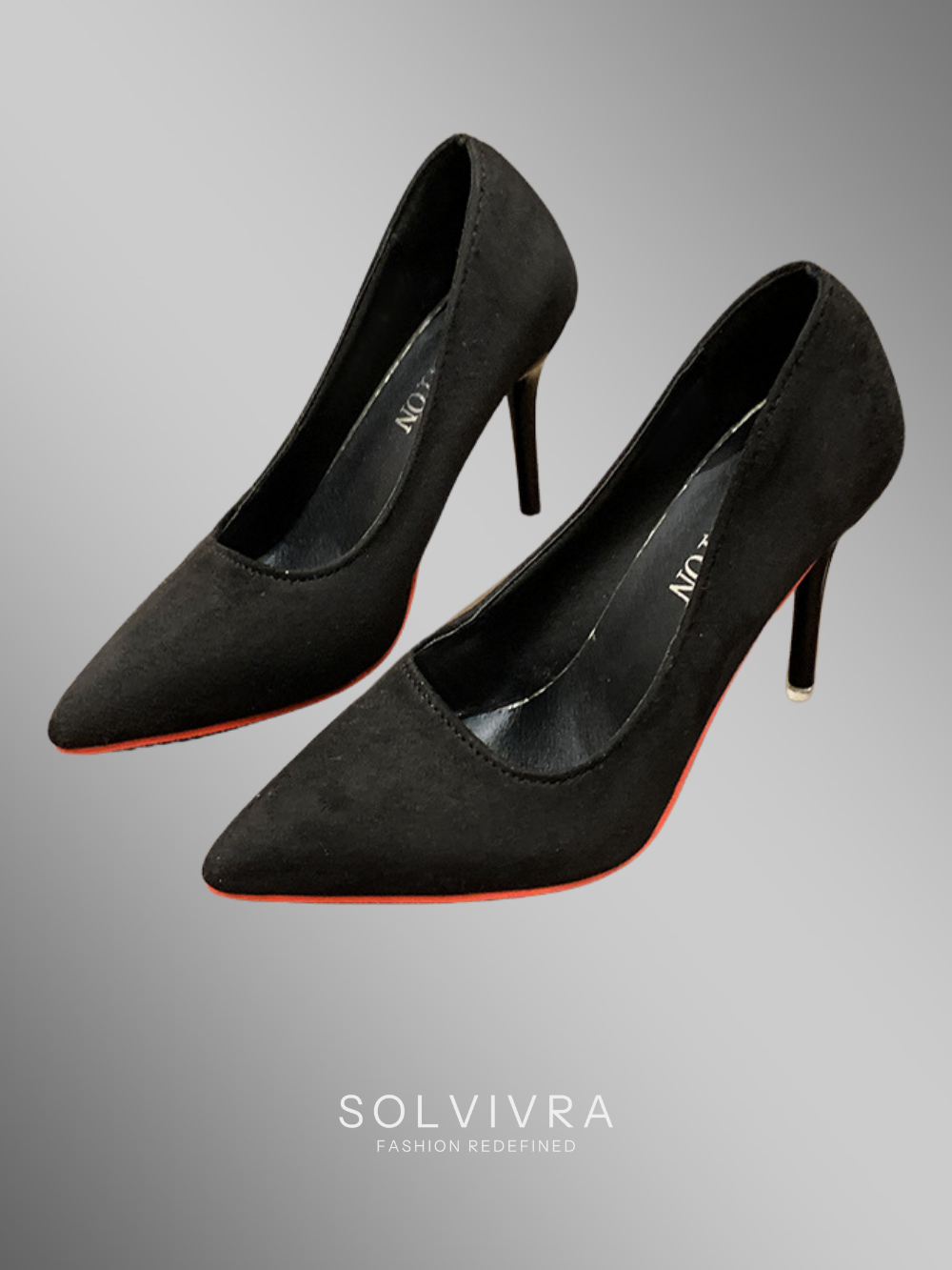 Solvivra Velvet Flare Suede Stiletto Pumps
