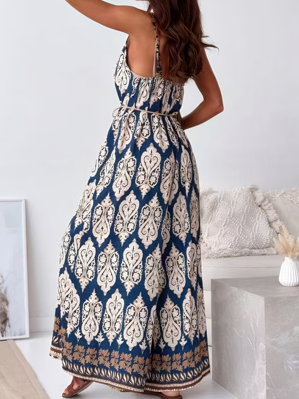 Solvivra Viva Flow Printed Belted Jumpsuit