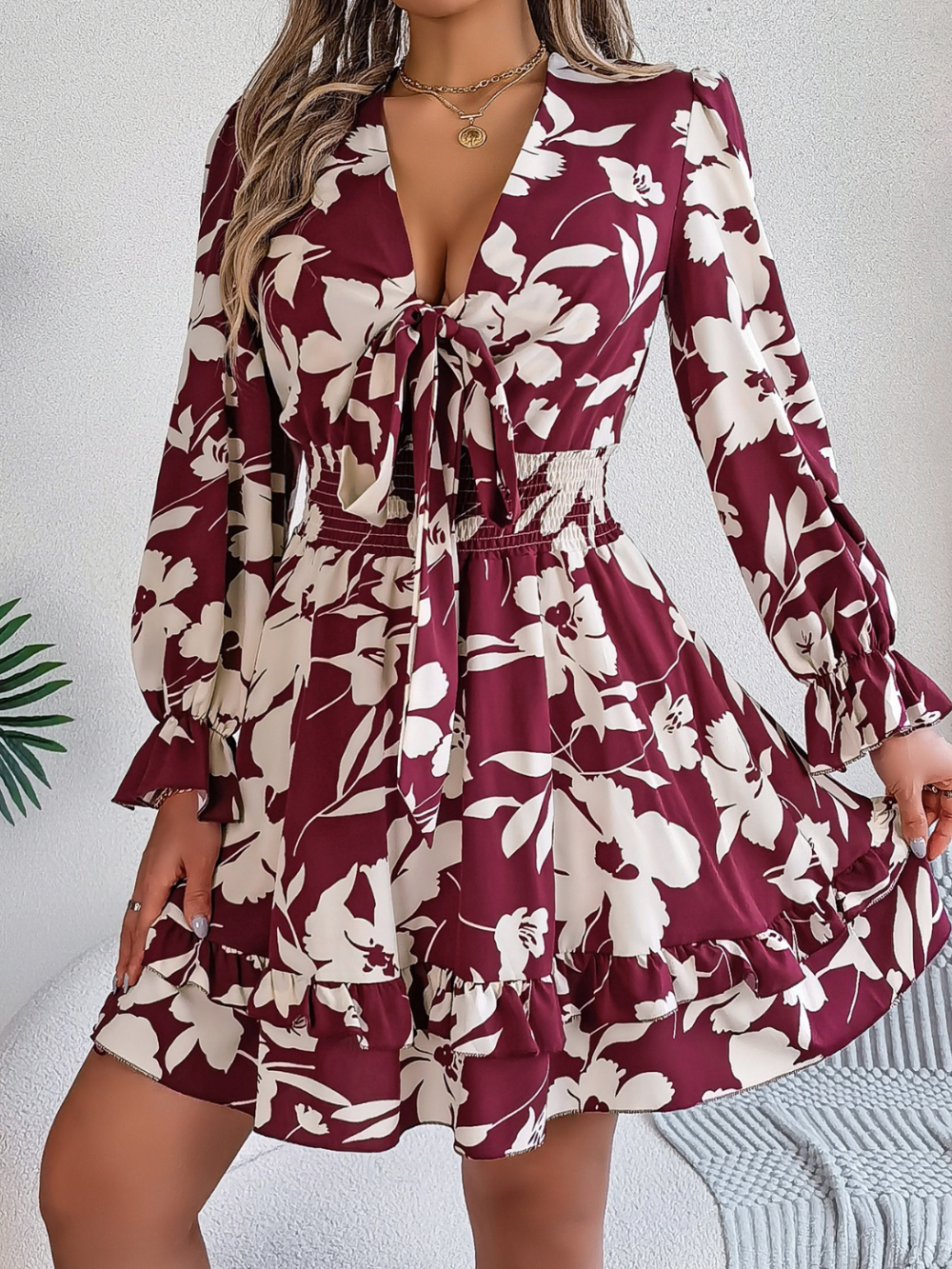Solvivra Ruffle Charm Tie Dress