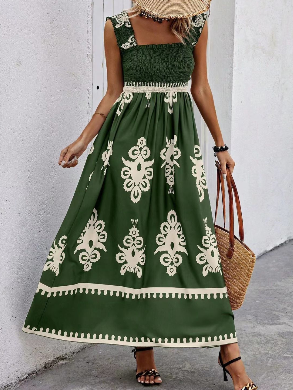 Solvivra Garden Luxe Wide Strap Maxi Dress