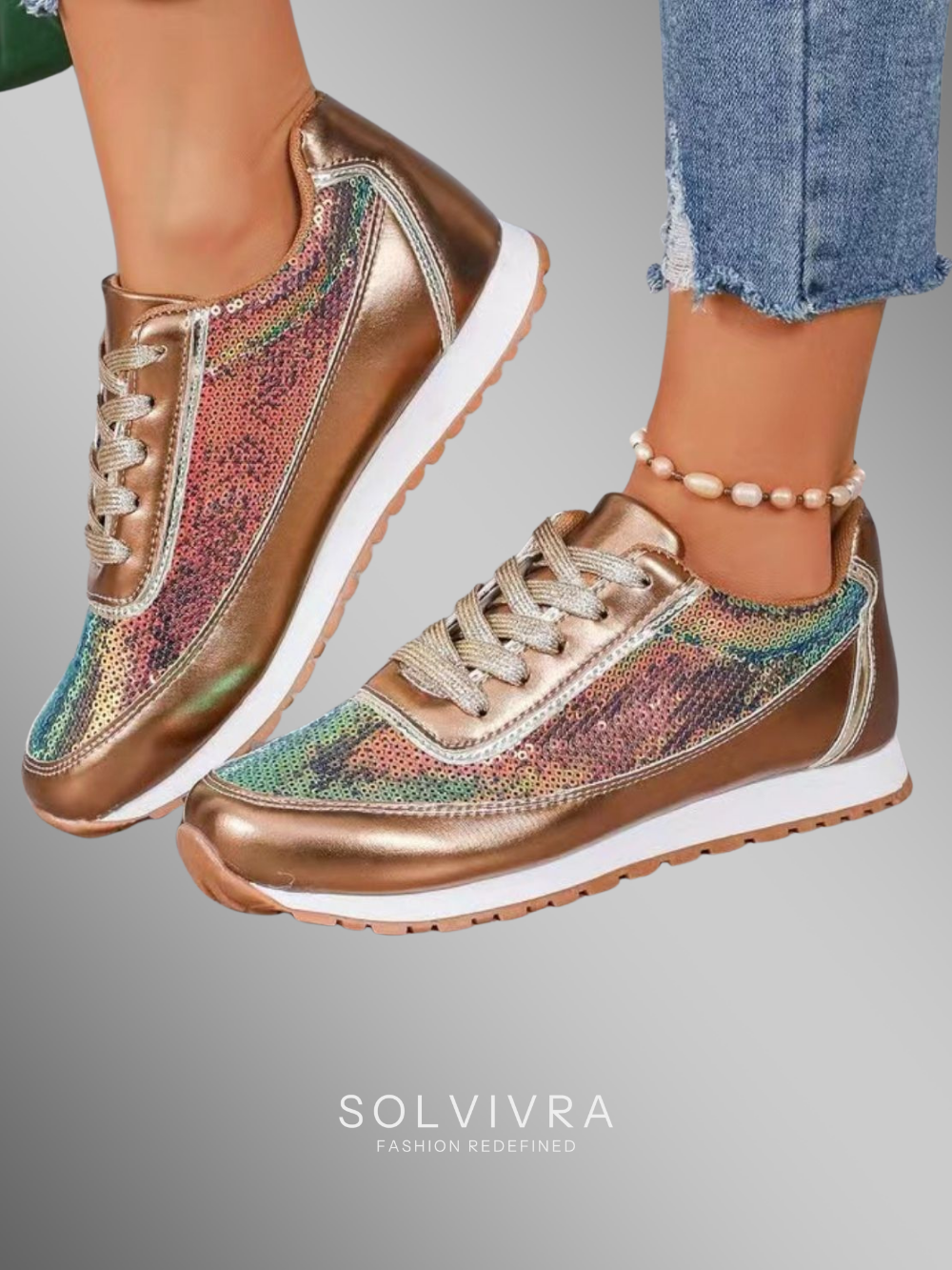 Solvivra Spark Stride Sequin Platform Sneakers