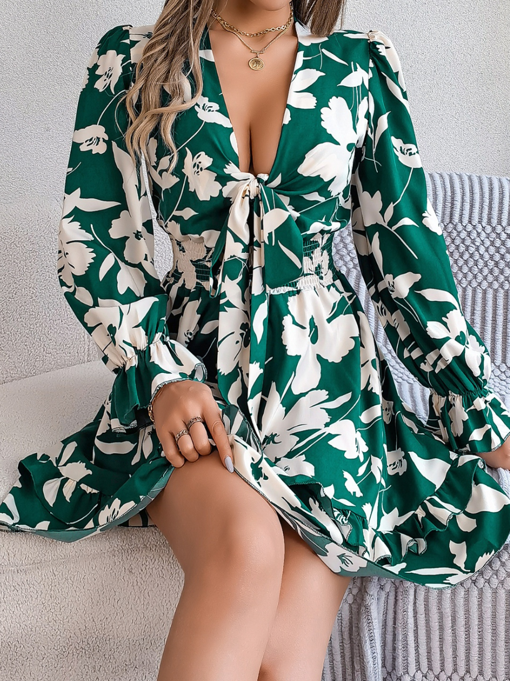 Solvivra Ruffle Charm Tie Dress