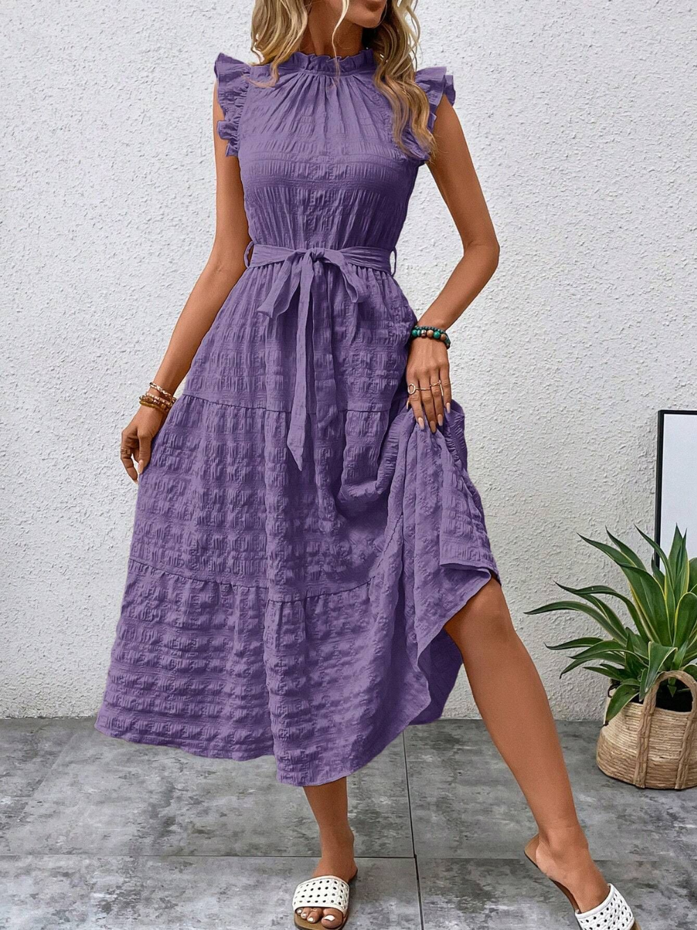 Solvivra Feminine Flair Ruffle Dress