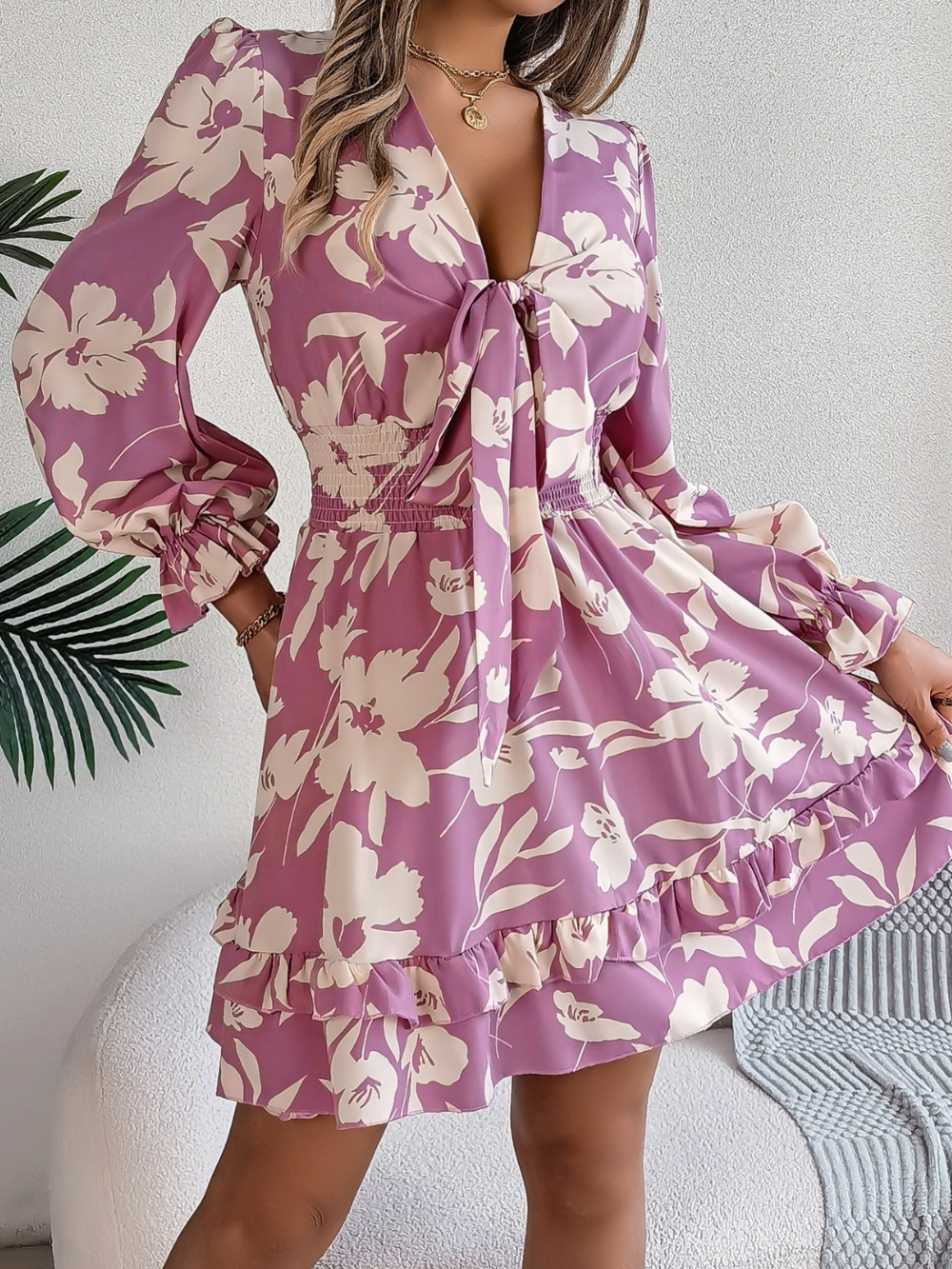 Solvivra Ruffle Charm Tie Dress