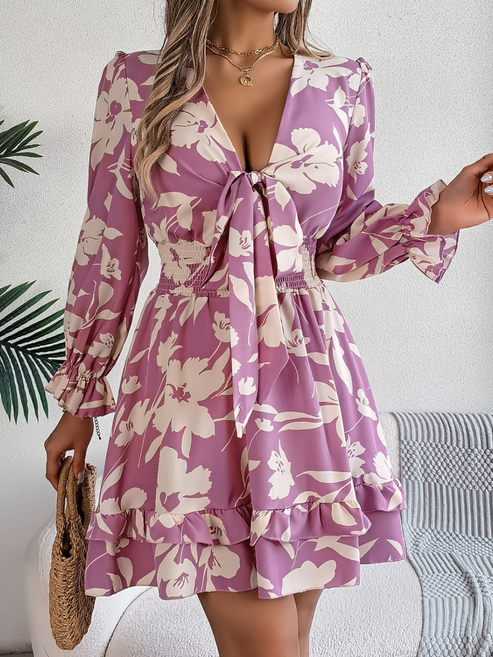Solvivra Ruffle Charm Tie Dress
