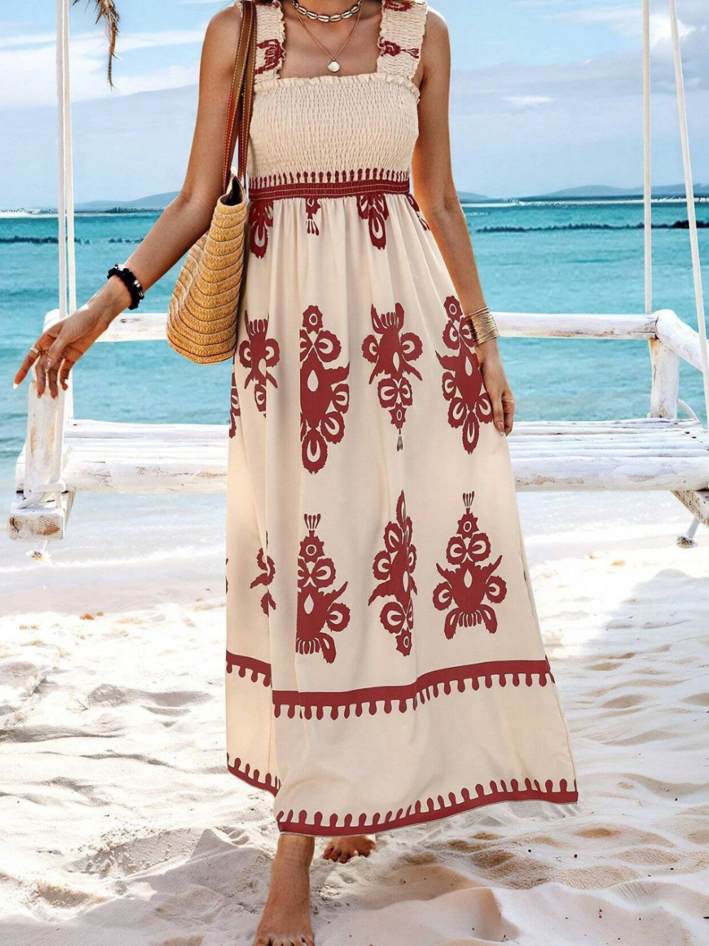 Solvivra Garden Luxe Wide Strap Maxi Dress
